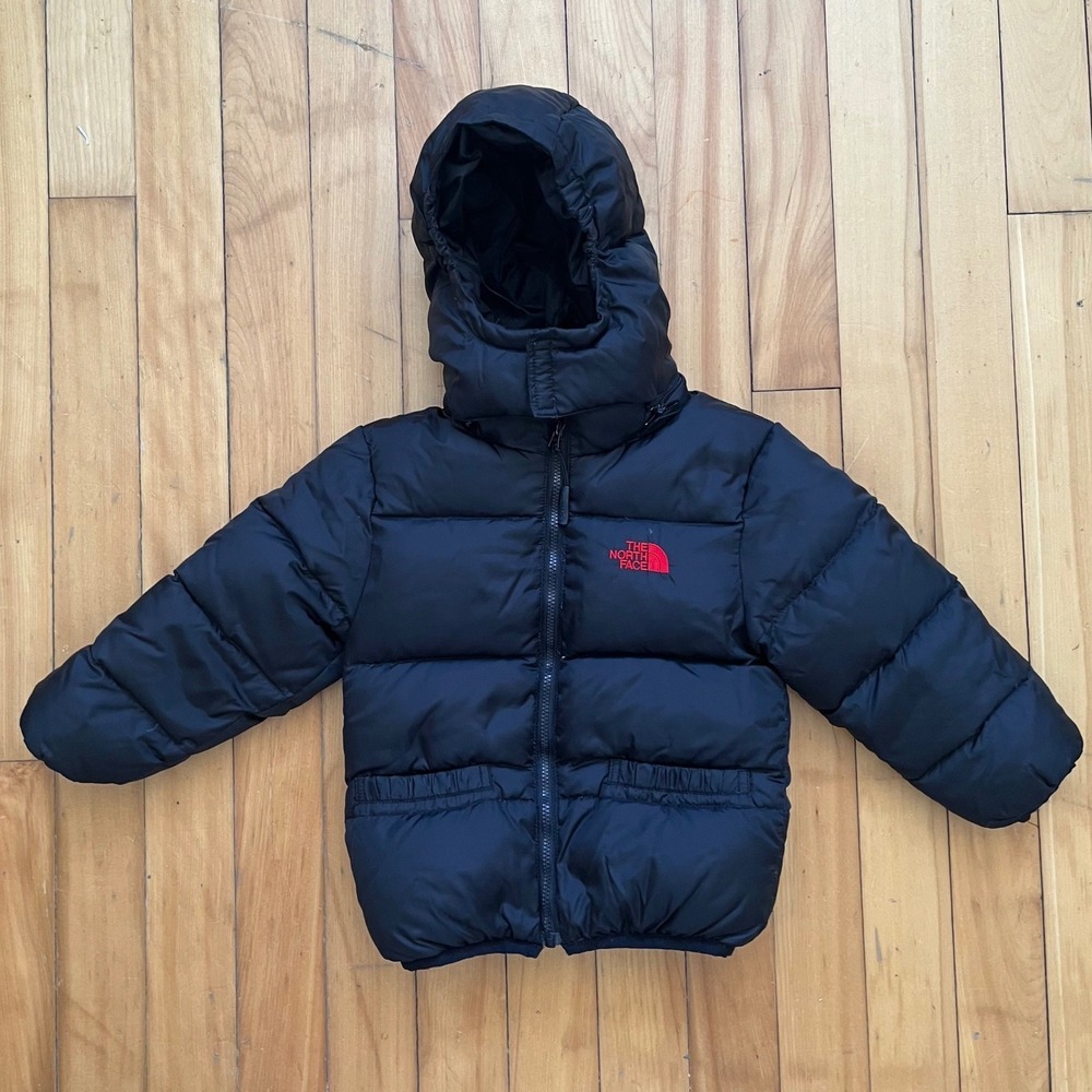 The North Face Black Hooded Puffer Jacket Kids Size L Boys